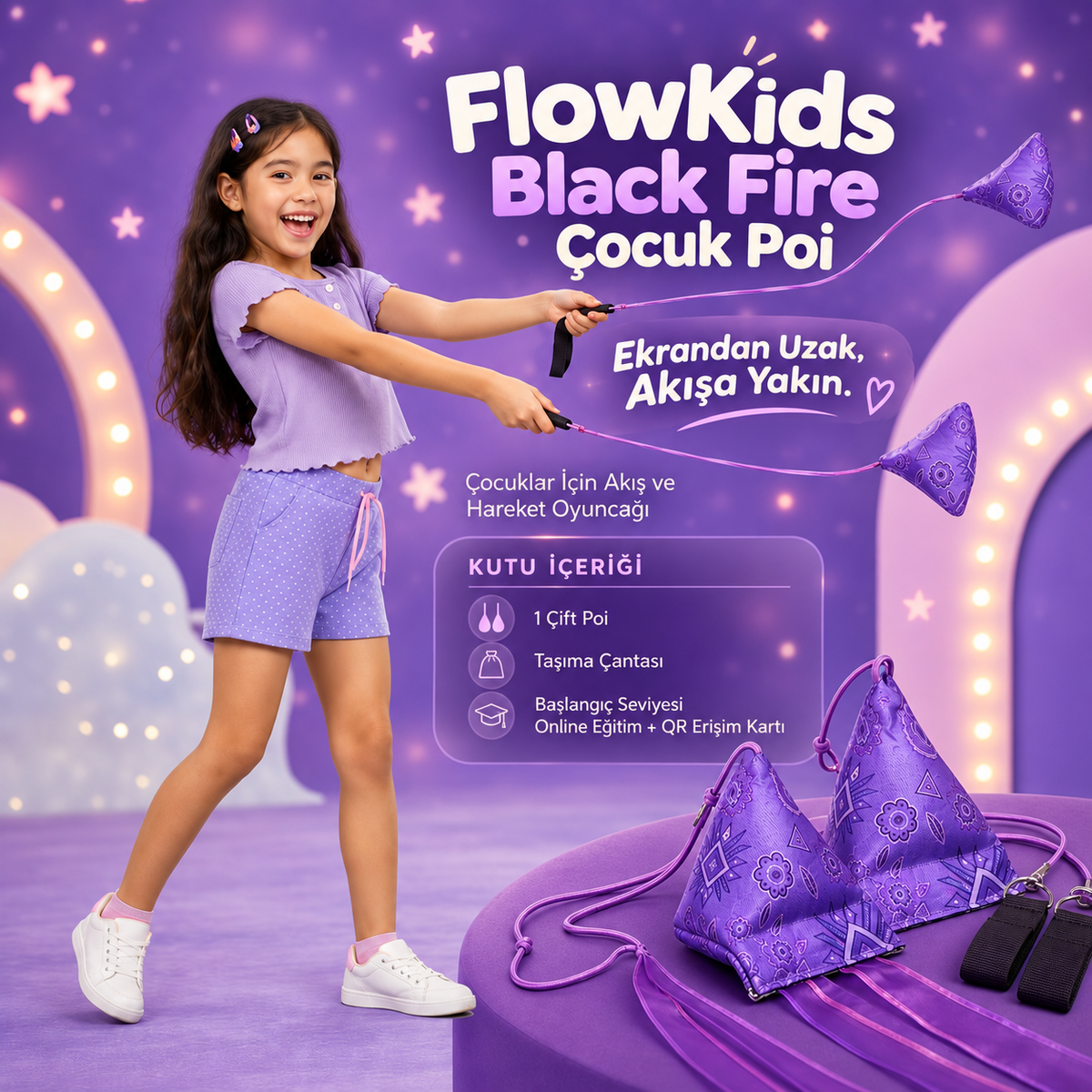FlowKids Blackfire Çocuk Poi — Ekrandan Uzak, Akışa Yakın